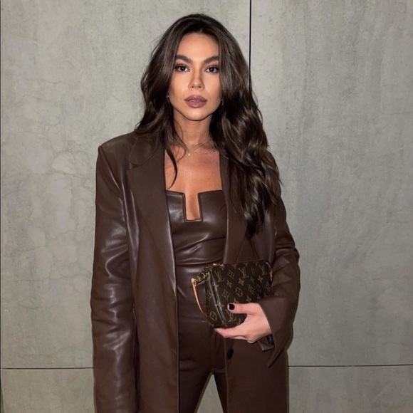 FAUX LEATHER MENSWEAR STYLE BLAZER - Picture 13 of 14